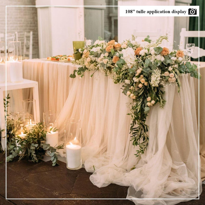 Ableme Deco 108 Inch 25 Yards White Tulle Fabric Roll, Extra Large Matte Tulle Netting Bolt for Wedding Ceiling Drapes Arch Banquet Party Decorations Tutu Skirt Baby Shower DIY Crafts Gift Wrapping (White) - Image 4